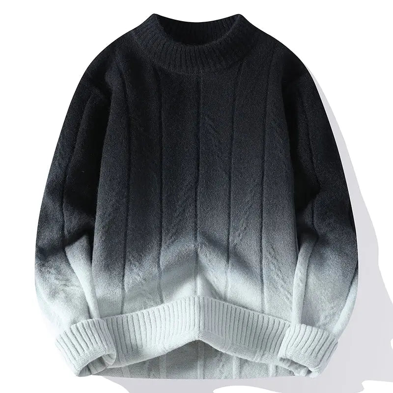 Plush Timeless Men's Gradient Knit Sweater - Crewneck Wool