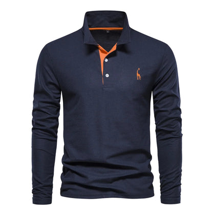 Plush Timeless Mens Long Sleeve Polo - Collared Cotton Casual