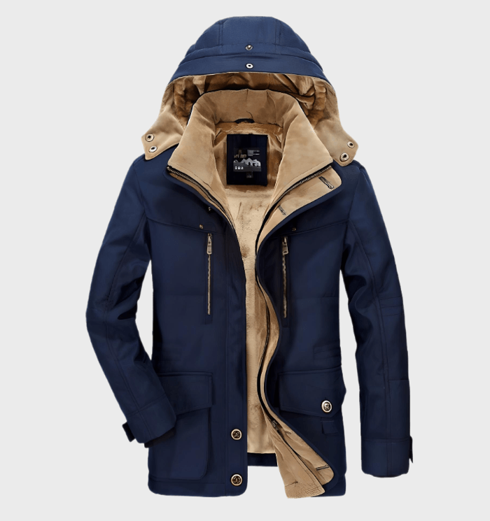 Water-Resistant Cozy Men's Winter Jacket - Hip Fleece Lined