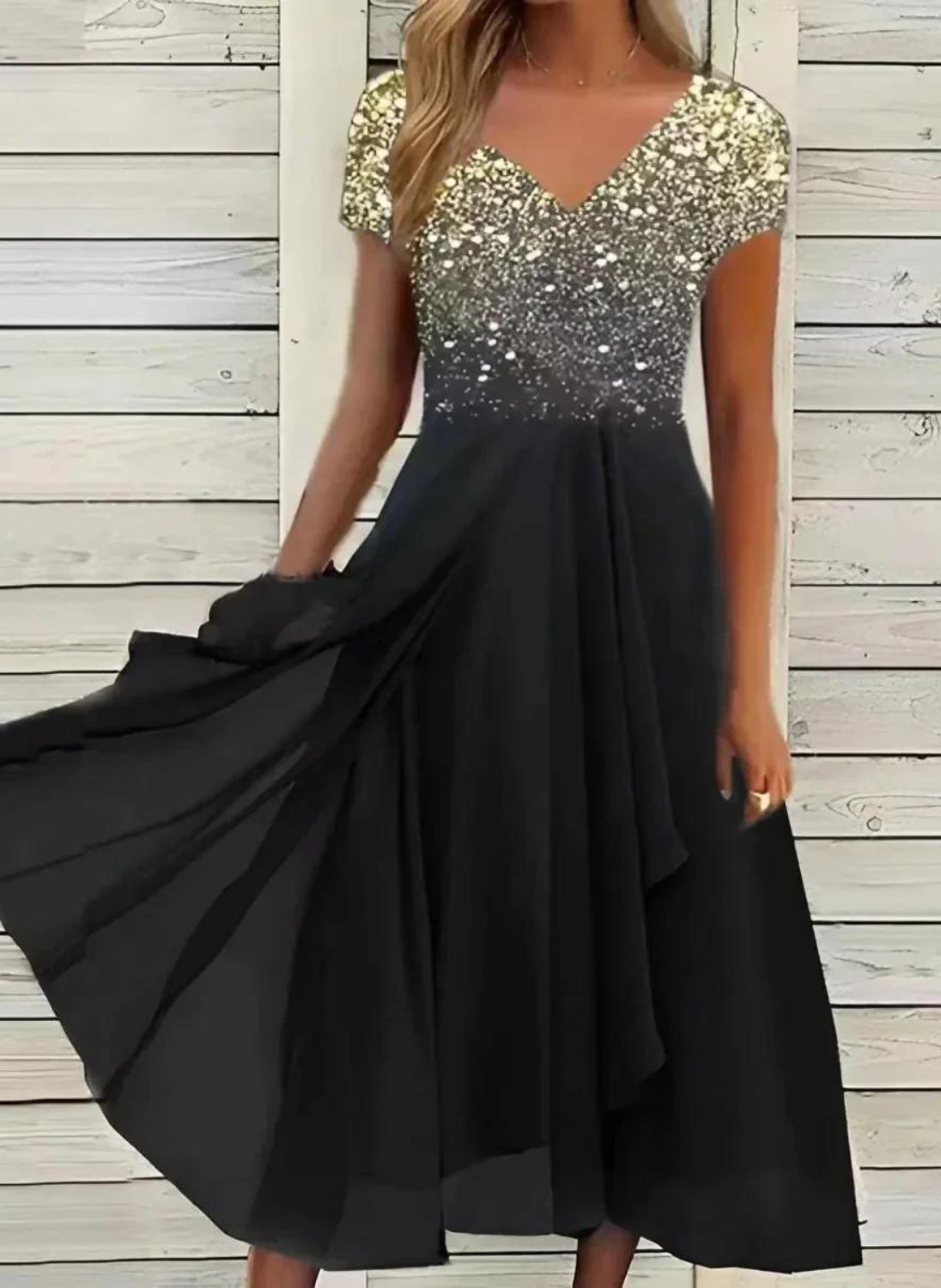 Elegant Chiffon Party Dress for Women, Knee-Length, Lightweight, Sophisticated Design for Special Occasions-3