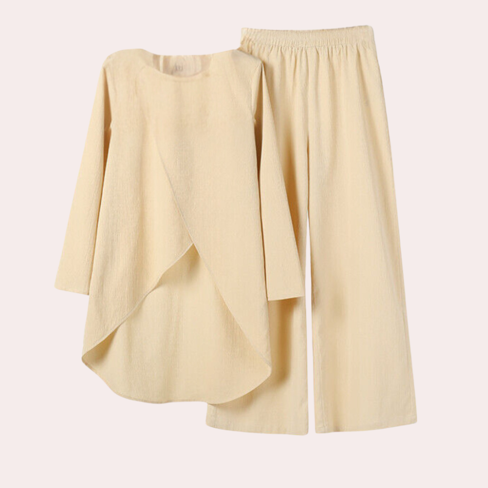 Zeitlose Damenmode-Set – Langarmshirt und Hose, weich, für Sommer 1