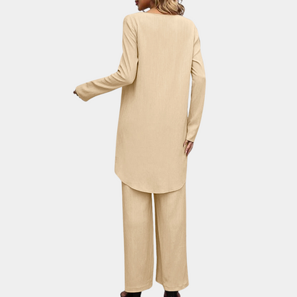 Zeitlose Damenmode-Set – Langarmshirt und Hose, weich, für Sommer 4