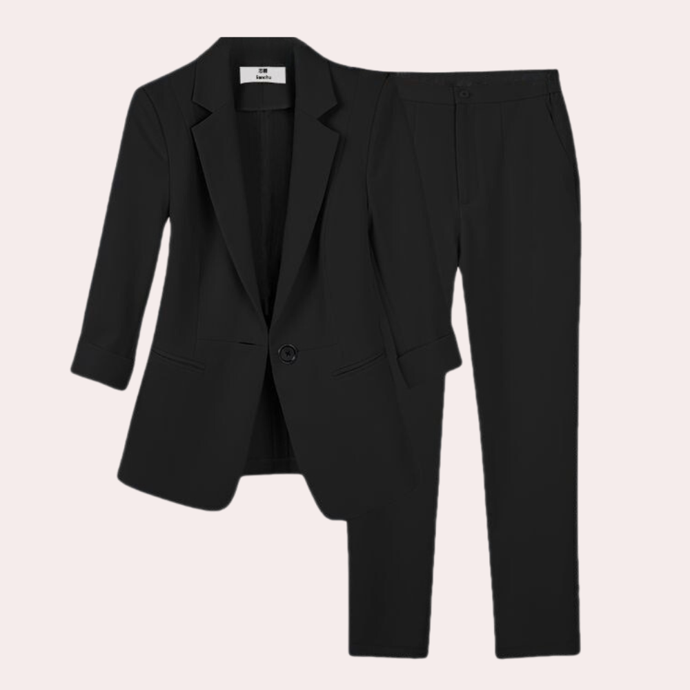 Zeitloser Damenanzug – klassischer Schnitt, hochwertiger Polyester, für festliche Anlässe 0