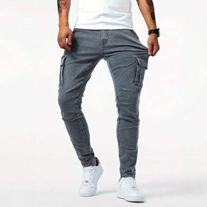 Stretch Cargo Jeans for Men, Comfortable Fit with Functional Pockets, Elastic Denim for Versatile Style-2