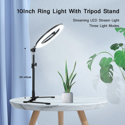 Light Ring Tripod Stand With Phone Holder For YouTube And TikTok Back To School Studio Kit USB Powered 3 Light Modes