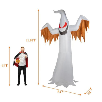 12ft Inflatable Ghost LED Flames Flashing Eyes Halloween