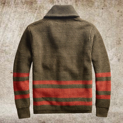 Mens Warm Cardigan Jacket - Shawl Collar, Cotton, Fall