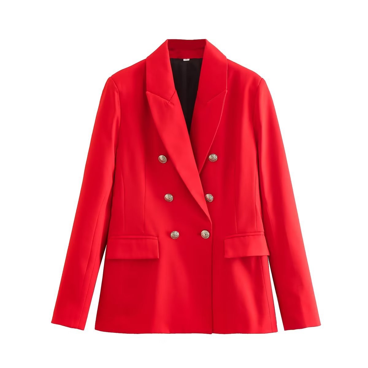 women's Fitted blazer - double-breasted, polished silhouette, polyester, autumn office wear