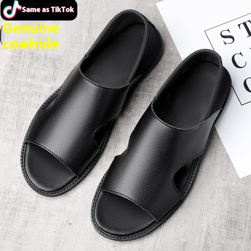 men's Breathable sandals - durable casual open-toe, cowhide upper, ideal for beach outings