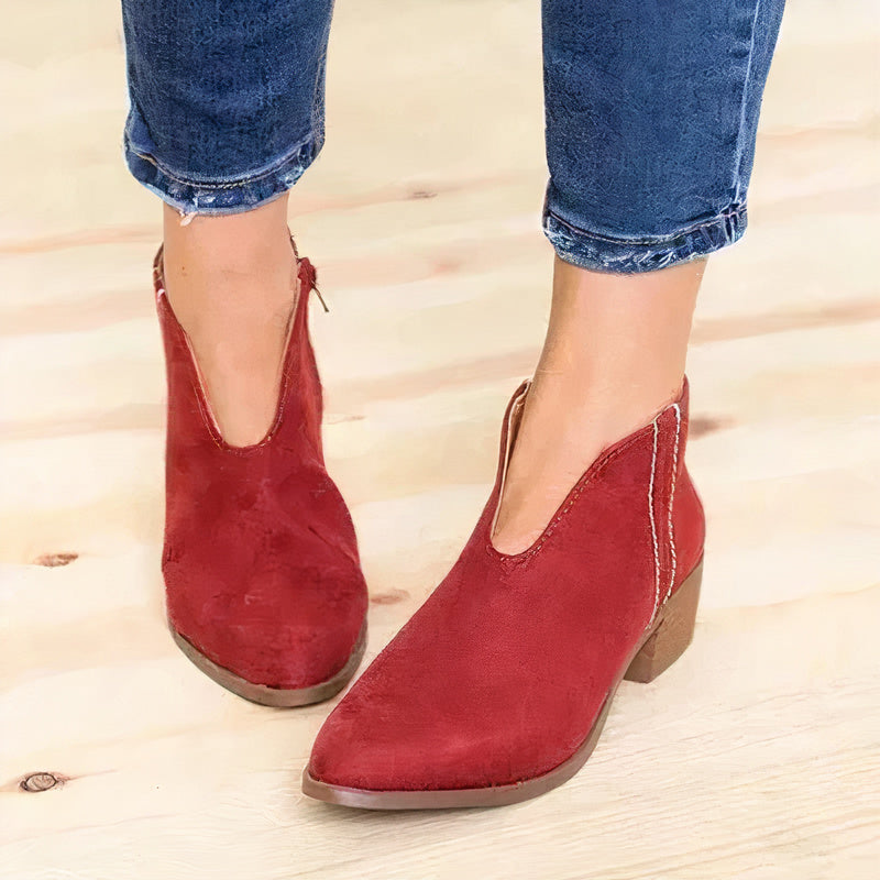 Variant image for Stylish Black Ankle Boots for Women, High-Quality Leather Pointed Toe Booties with Soft Sole and Ankle Zipper-1