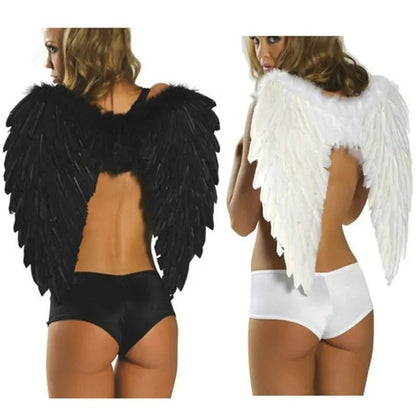 Feathered Luxurious Angel Wings for Halloween & Cosplay - Elegant Costume Accessory for Parties & Performances