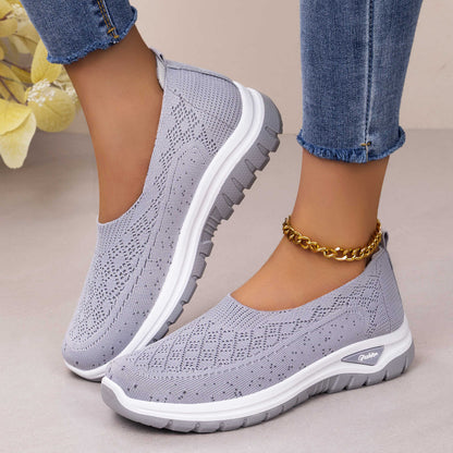 Slip-On, Knit Upper, Casual Regular Wear – Light Women's Mesh Slip-On Flats