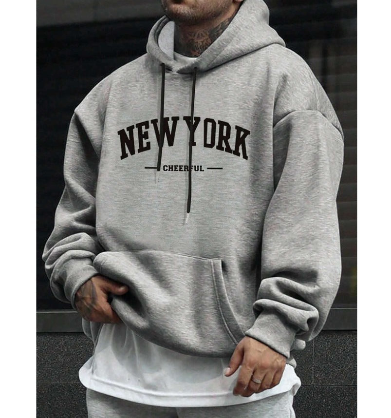 Casual Oversized Mens Hoodie - Pullover Polyester, Urban