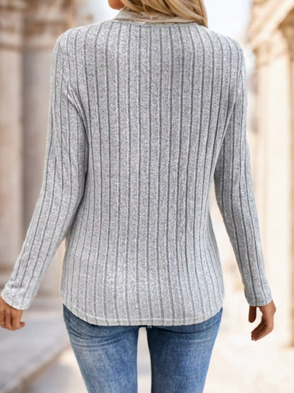 Plush Flattering Women’s V Neck Top - Ribbed Velvet, Casual