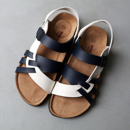 Light Men's Sandals - Hollow-Out Design, Cork Footbed, Casual Regular Wear