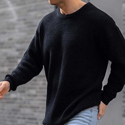 Plush Timeless Men's Waffle Knit Sweater - Crew Neck Acrylic