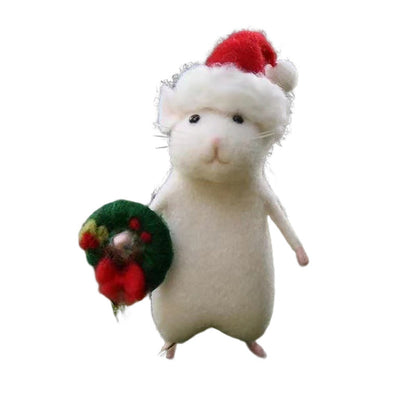 Felt Handcrafted Pumpkin Mouse Ornament - Unique Seasonal Decor for Halloween & Christmas Celebrations
