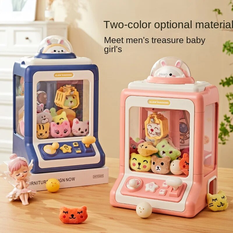 Claw Mini Crane Toy Machine for Kids - Coin Operated Plush Grabber Game with Lights & Music