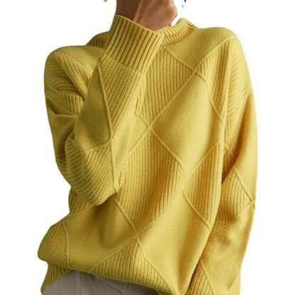 Plush Cozy Womens Sweater - Oversized Diamond Knit Winter
