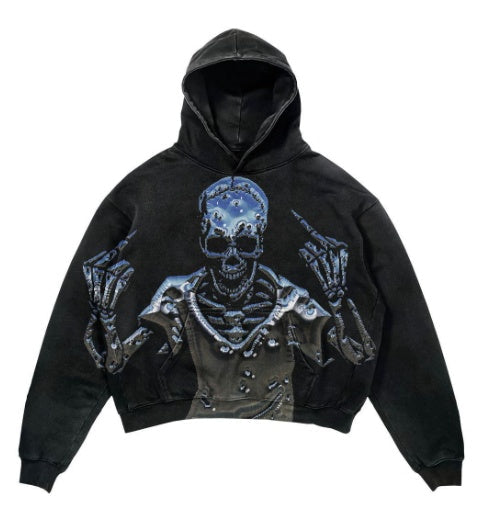Relaxed Warm Hoodie - Cropped Pullover Polyester Streetwear