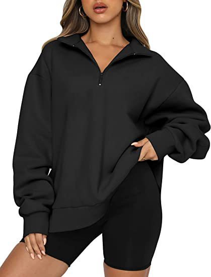 Light Women Zip Sweatshirt - Oversized Pullover Casual