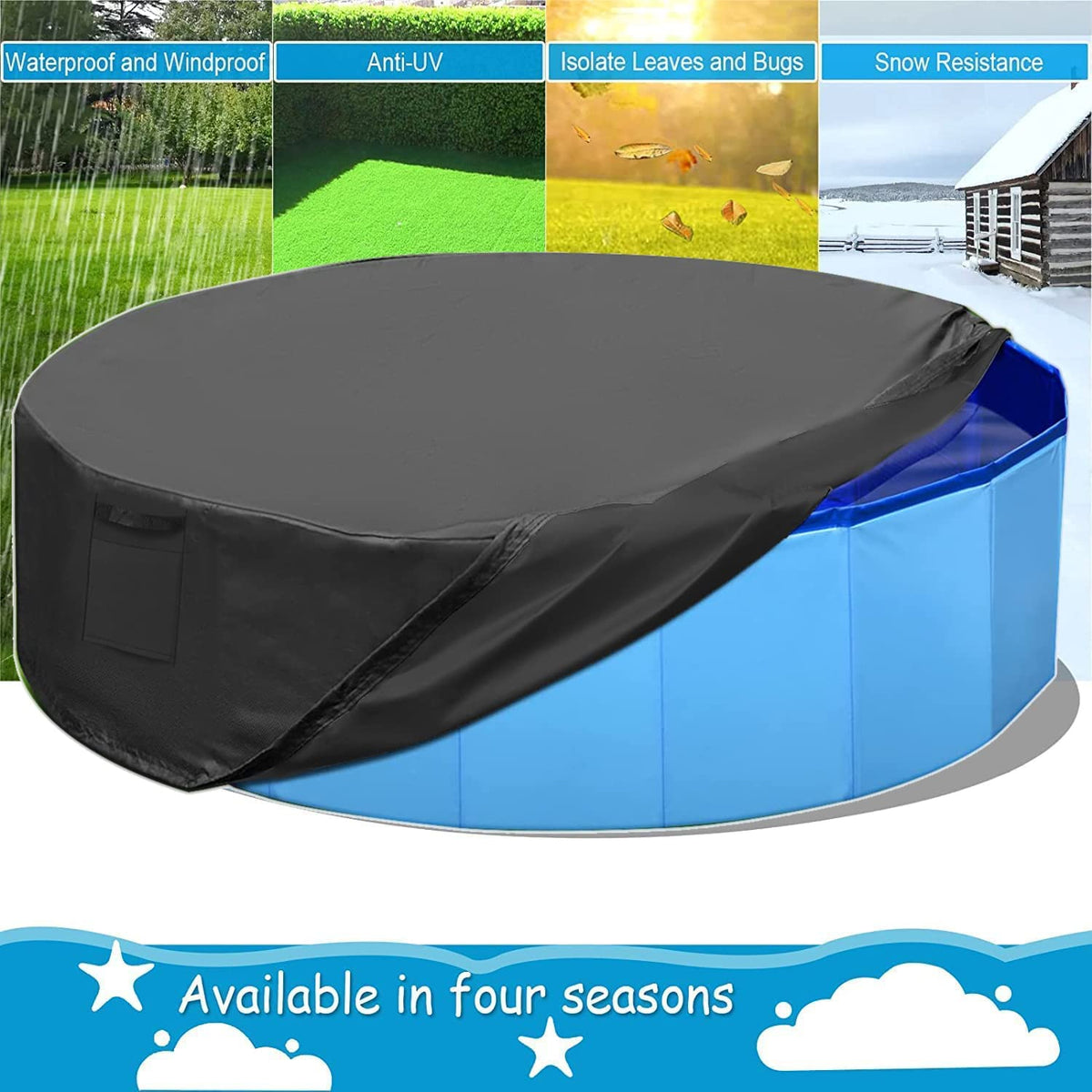 Water-Resistant Dog Pool Cover Round Fit Debris Blocking Keeps Water Clean Fall 2025 Backyard Pet Accessory