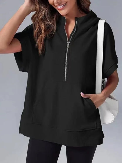 Light Women's Short Sleeve Hoodie - Oversized Knit