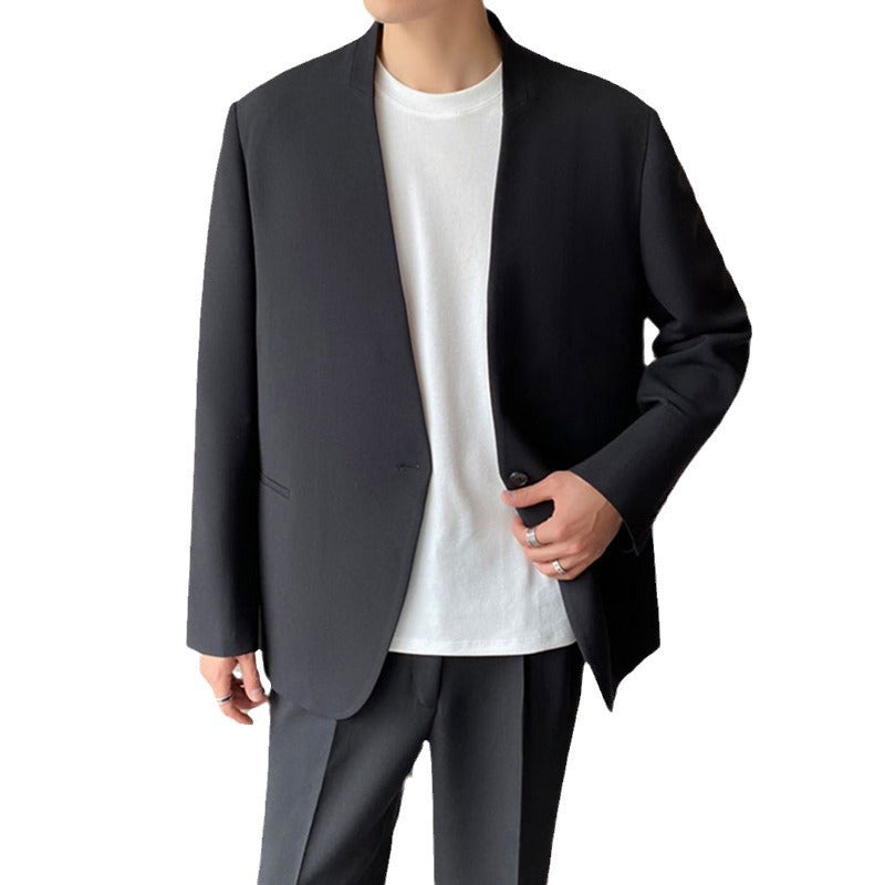 relaxed fit, Korean style, wool blend, for smart casual – Light men's suit set
