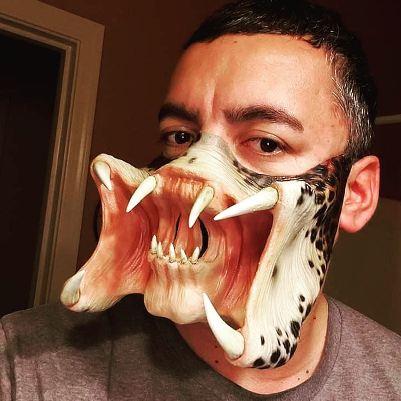Latex2025 Edition Horror Mask Cannibal Mouth Cosplay Halloween