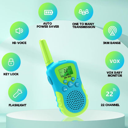 Walkie Talkie Kit 3-Pieces - Clear Sound, Long Range, Great for Ages 3-12 Adventures