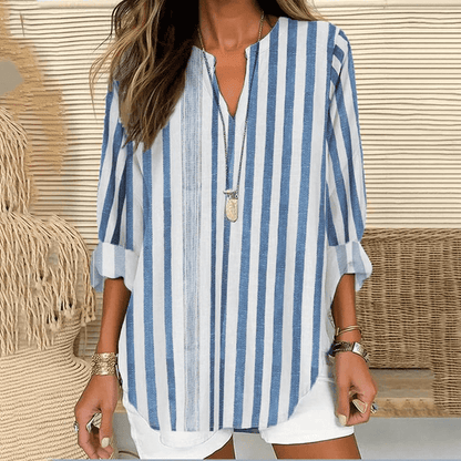 Elegant Long Sleeve Womens Tunic Top with V-Neck Design for Casual and Business Wear, Soft Comfortable Fabric-1