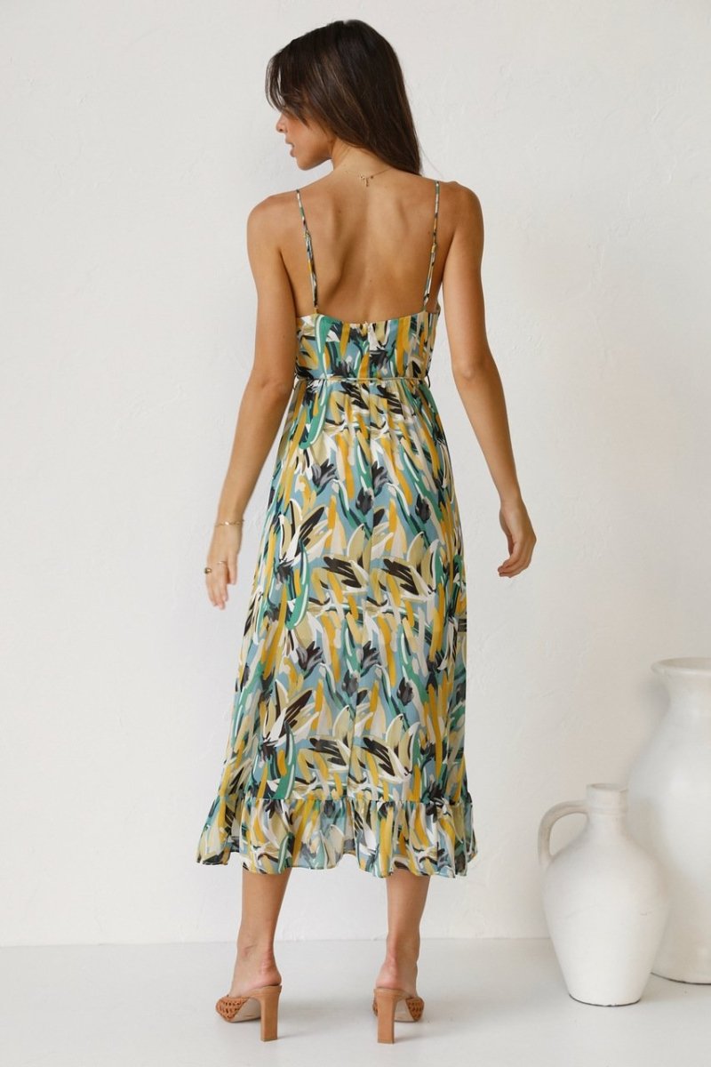 Colorful Midi Dress for Women, Chic Print Summer Dress, Elegant Design, Vibrant Colors, Versatile Style, S-XL Sizes Available-5