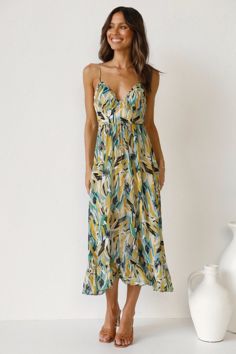 Colorful Midi Dress for Women, Chic Print Summer Dress, Elegant Design, Vibrant Colors, Versatile Style, S-XL Sizes Available-4