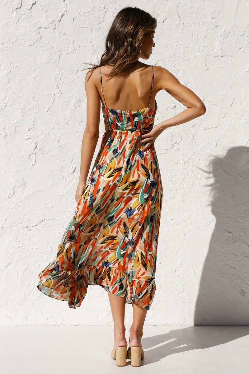 Colorful Midi Dress for Women, Chic Print Summer Dress, Elegant Design, Vibrant Colors, Versatile Style, S-XL Sizes Available-3