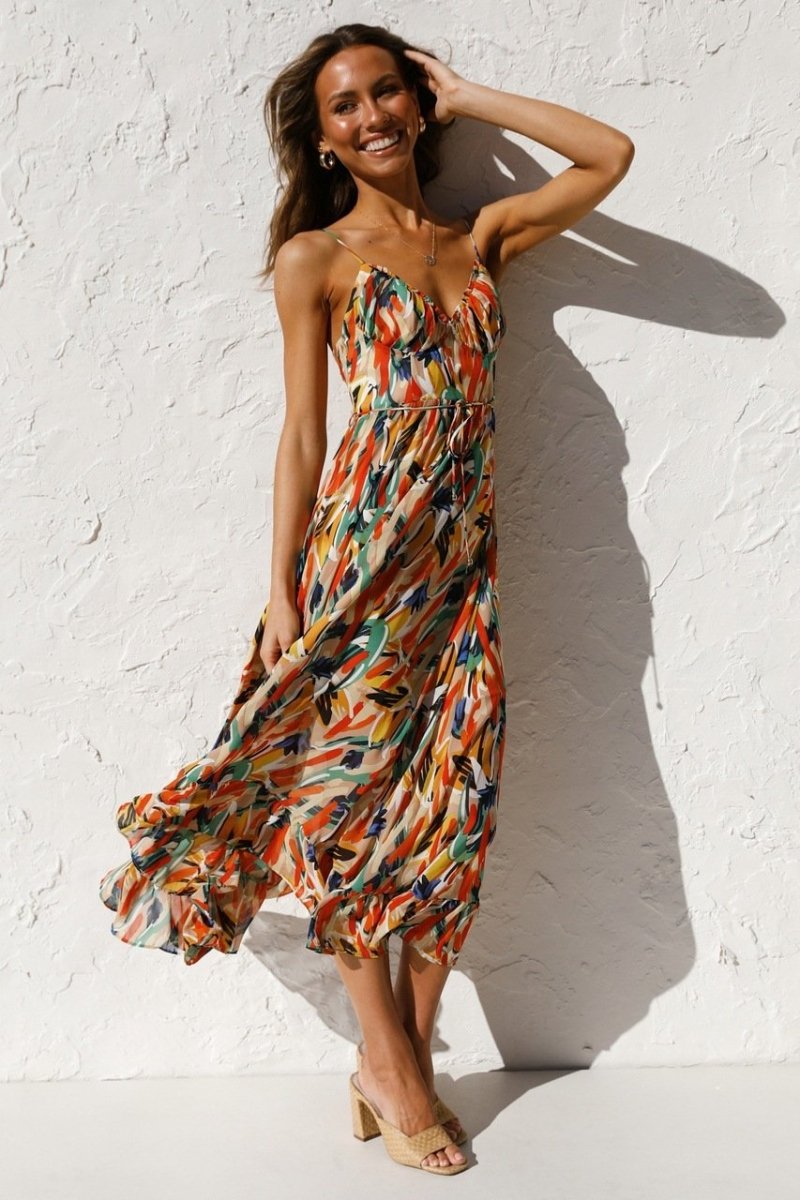 Variant image for Colorful Midi Dress for Women, Chic Print Summer Dress, Elegant Design, Vibrant Colors, Versatile Style, S-XL Sizes Available-1
