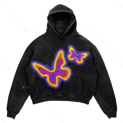 Relaxed Warm Hoodie - Cropped Pullover Polyester Streetwear