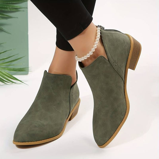 Elegant Women's Pointed Toe Boots with Perforated Design for Winter Wear, Comfortable and Versatile Footwear-1