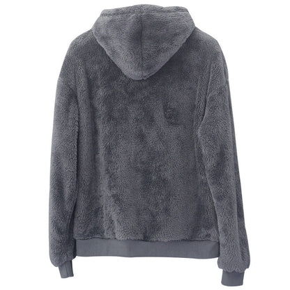Plush Relaxed Men's Hoodie - Pullover, Double Velvet, Winter