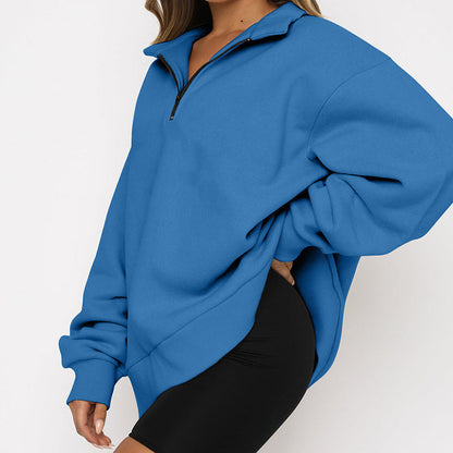 Light Women Zip Sweatshirt - Oversized Pullover Casual