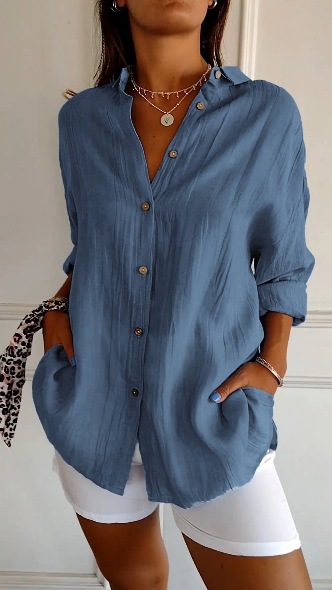 Variant image for Chic Women's Blouse with Flattering Cut, Versatile Style, Long Sleeve Summer Top for Women, Machine Washable-29