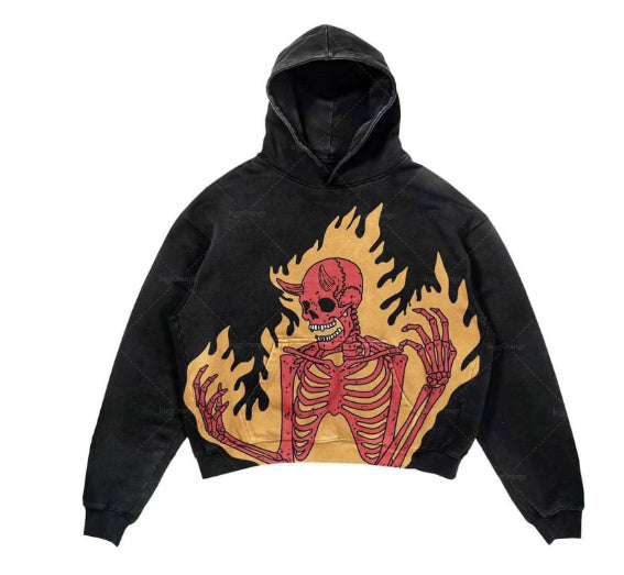 Relaxed Warm Hoodie - Cropped Pullover Polyester Streetwear