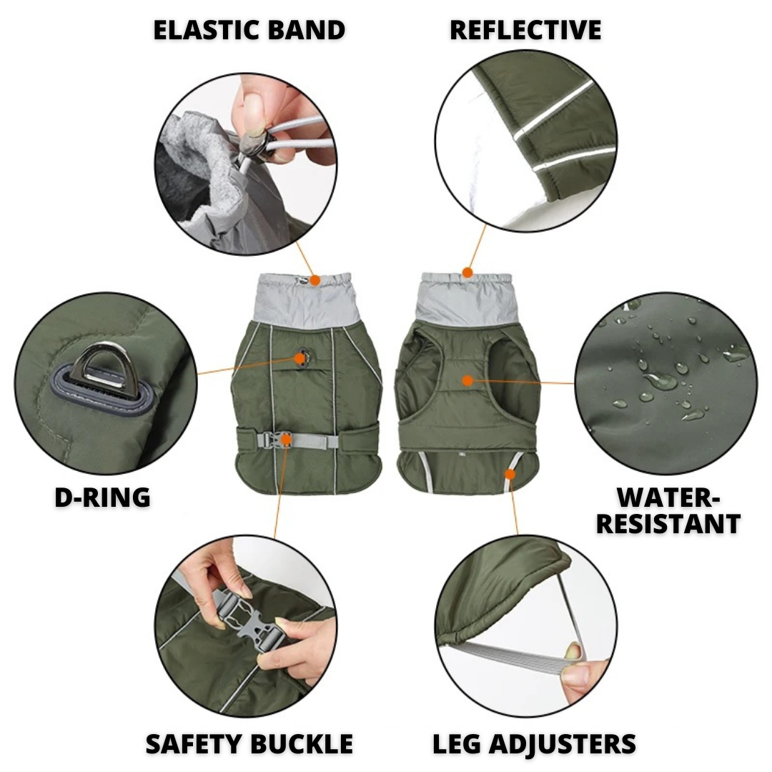 Water-Resistant2025 Edition Dog Coat With Reflective Strips And Flexible Straps For Safe Winter Walks