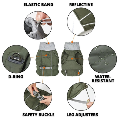 Water-Resistant2025 Edition Dog Coat With Reflective Strips And Flexible Straps For Safe Winter Walks