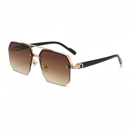 Retro Oversize Polygon Square Metal Sunglasses for Men & Women, UV400 Fashion Gradient Shades