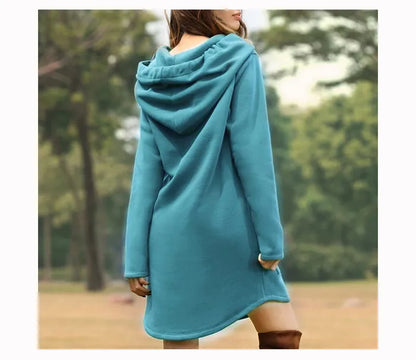 Plush Cozy Women's Hoodie Dress - Longline Brushed Knit