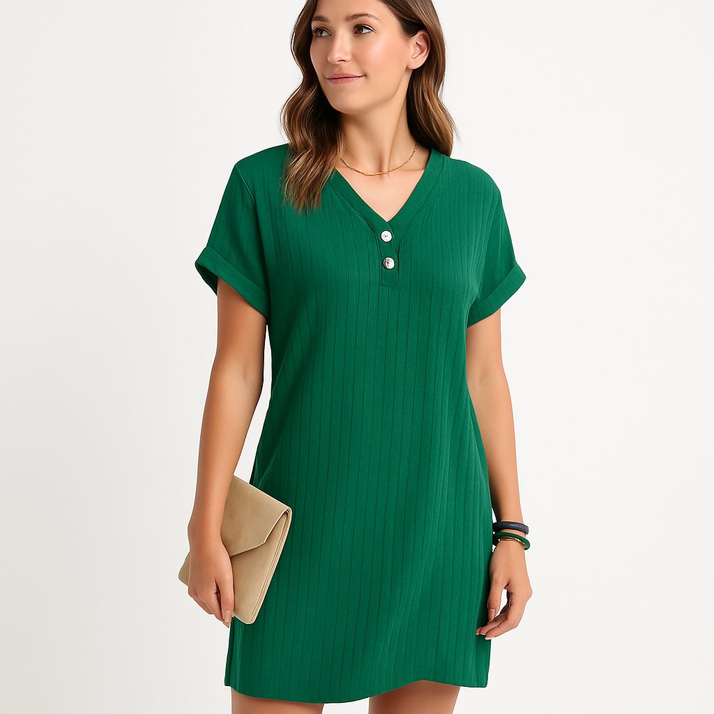 Loose Women's V Neck T-Shirt Dress Plus Size Beach Sundress