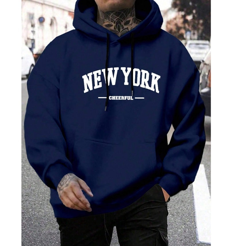 Casual Oversized Mens Hoodie - Pullover Polyester, Urban