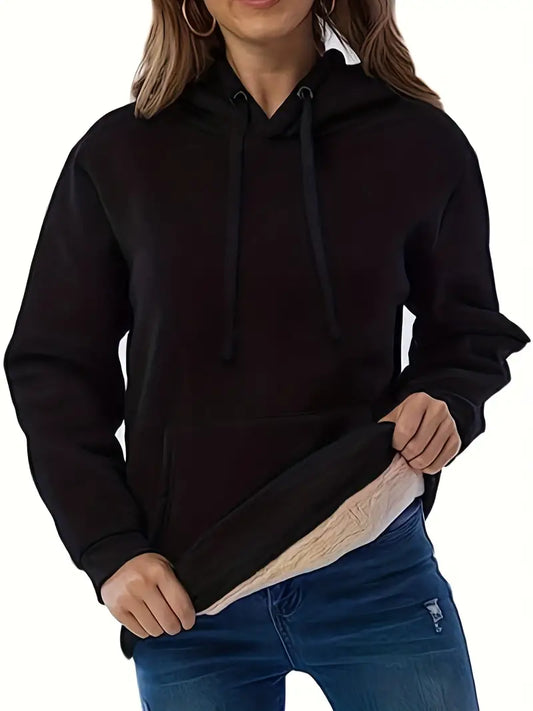 Cozy Warm Women’s Hooded Pullover - Relaxed Sherpa Lined