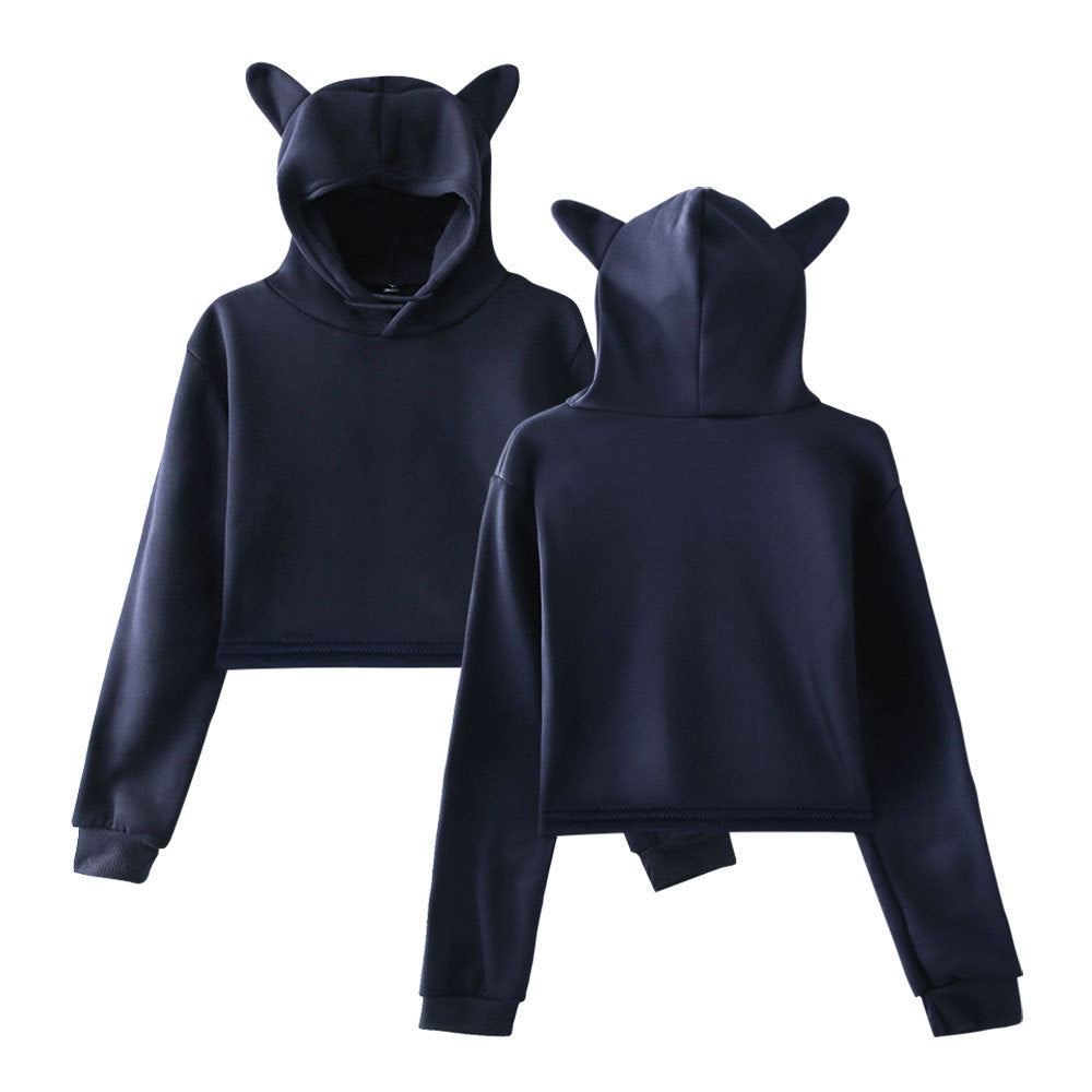 Plush Women's Cropped Hoodie - Boxy Relaxed Cut, Cotton