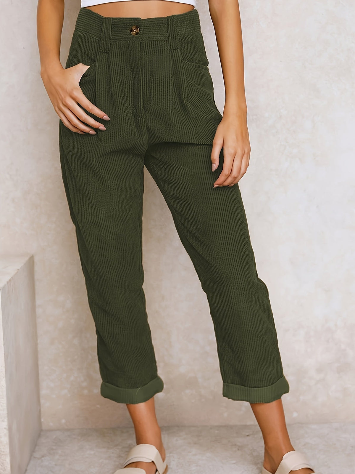 Variant image for High Waist Casual Women's Pants, Soft Comfortable Fabric, Relaxed Fit, Versatile Styling, Available in Sizes S to 3XL-31